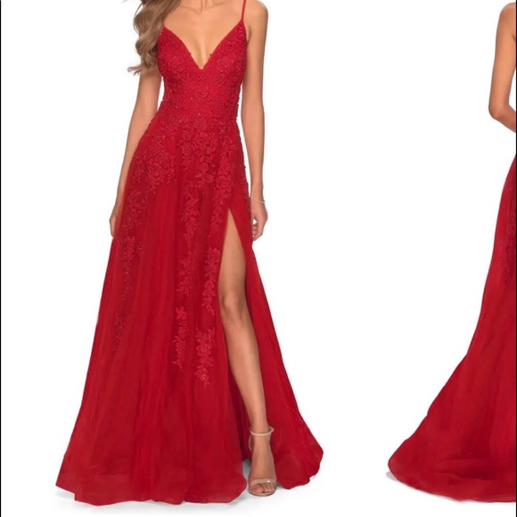 La Femme Sleeveless Strappy Back Gown - Picture 1 of 4